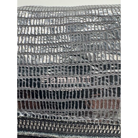 Hammitt VIP Medium Black Lizard Emboss Crossbody Gunmetal Red Suede - Picture 15 of 16